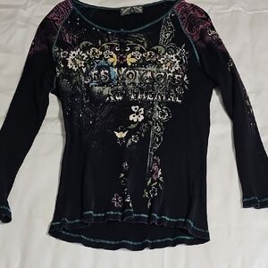Vanilla Sugar Black Floral Long Sleeve Top